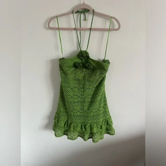 white christmas dresses Farm Rio x Anthropologie Crochet Mini Dress Size Small NEW – Finds For You main image 0